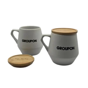 eco-neutral Ceramic Mug with Bamboo Lid
